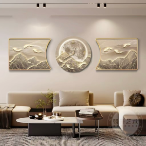 Luxury-style restaurant clock with lights decorative wall art creative wall clock for living room and dining room high-end feel wall painting