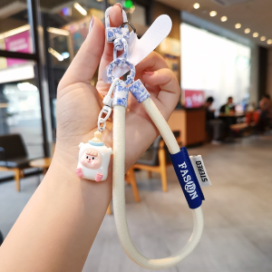 Handcrafted Short Mobile Phone Lanyard with Cartoon Pendant Outdoor Durable Keychain Simple Woven Design Phone Accessory