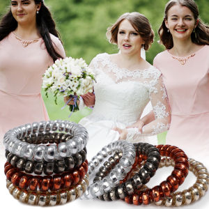 4Pcs/set Telephone Wire Hair Ties Women Girls Solid Color Elastic Hair Bands Spiral Coil Rubber Bands Ponytails Hair Accessories