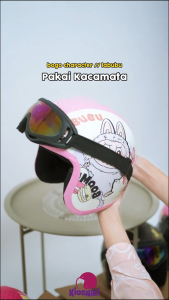 Helm Anak Usia 2-7 Tahun Karakter Kartun Lucu Free Kacamata Cewe Cowo Motor Packing Kardus