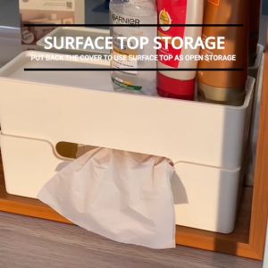 Wall Mounted Tissue Holder Organizer Desktop Tissue Box Dispenser Multifunctional Storage Container Paper Towel Holder