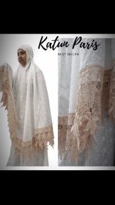 NHM Mukena Dewasa Katun Paris Renda Mukena Putih