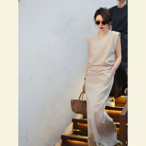 SHANGSHA | Stylish Elegant Sleeveless Top and Skirt Set