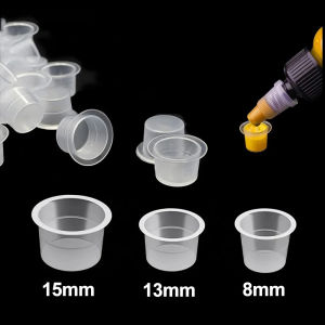 ถ้วยหมึกสักแบบใช้แล้วทิ้งพลาสติกมี100/1000ชิ้นที่ใส่ฝาภาชนะบรรจุแบบใสสำหรับแต่งหน้า