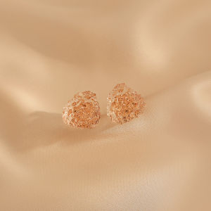 Summer New Irregular Ice Cube Earrings Womens Fashion Trend Alloy Plated Silver Gold Flower Trace Small Crowd Sweet Cute Ear Jewelry