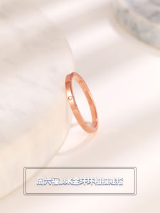 ZHOU LIU FU 周六福 แหวนทอง 75% 18K Rose Gold Rings Unique Design Simple Jewelry Stackable Ring for Women Daughter C019215