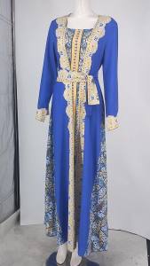 Đầm dài tay mới cho phụ nữ váy in họa tiết dân tộc Trung Đông abaya Hồi giáo đầm Dubai châu Âu và Mỹ