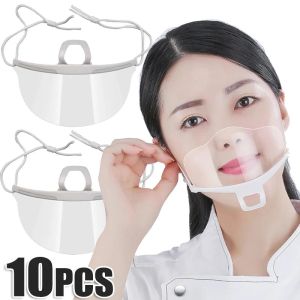 10Pcs Clear Mask Shield Restaurant Food Handlers Anti-Fog Transparent Open Face Guard Mouth Protective Cover Kitchen Home Supplies