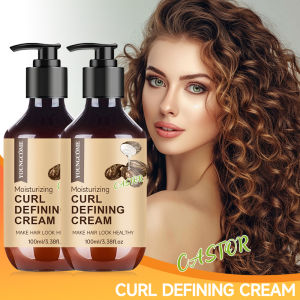 Castor Oil Curl Activator Cream - Defined Coily/Wavy Hair Humidity Resistance Non-Greasy Formula Safe for Color-Treated Hair