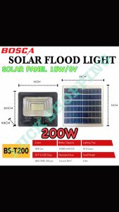 BOSCA Solar Flood Light Led Outdoor Flood Lights Street Lamp BS-T200 200W IP67 Solar Panel 18W/6V Waterproof With Remote