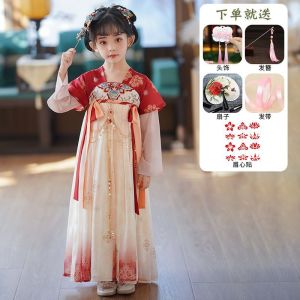 Princess Style Girls Hanfu Spring Autumn New Arrival Cotton Linen Traditional Chinese Costume Fairy Tale Princess Skirt