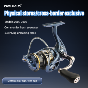 DEUKIO New Spinning Fishing Reel No Gaps CNC Spool Handle 5.2:1 Gear Ratio 12kg Max Drag Fishing Coil for Saltwater Freshwater