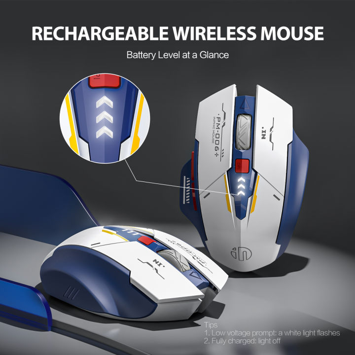 Inphic F9 Wireless Mouse type C Rechargeable 2400dpi Sci-Fi Mecha Style Silent Mouse 2.4G Optical Mice for Laptop PC with USB Nano Receiver