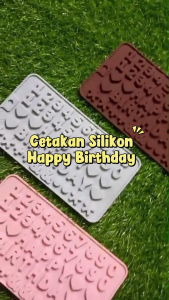 CETAKAN ES SILIKON PUDING COKLAT ANGKA HAPPY BIRTHDAY LOVE