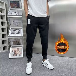 Quần Thể Thao Nam Ống Đứng Lót Lông Cừu Thời Trang Thu Đông Quần Dài Cotton Polyester Kháng Khuẩn Cạp Vừa Dài Thường Ngày