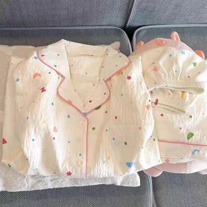 2025 New Womens Summer Short Sleeve Pure Cotton Flannel Cute Home Clothes Set Sweet Style Sleepwear Comfortable Breathable