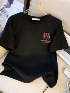 T-Shirt Wanita Lengan Pendek Ukuran Besar - Desain Oversize Slim Fit Motif Vintage Katun Tipis Bernapas Tren Musim Panas 2025 Baju Kasual Gaya Korea Streetwear Premium Gadis manis pedas Modis Serbaguna Kerah bulat Tops Slip - on Eksklusif