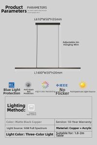 Modern Minimalist Copper Dining Pendant Light Long Linear