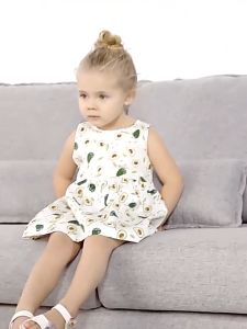 X BABY Dress Anak Perempuan Printed Gaun Anak Bahan Katun Gaya Kasual 3 Bulan - 2 Tahun