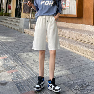Quần Short Thể Thao Màu Trắng Cho Nữ Cạp Cao Dáng Rộng Quần Dài Thường Ngày Mùa Hè Quần Ống Đứng Quần Ống Rộng