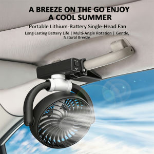 Car Cooling Clamp Fan Brushless Motor USB Rechargeable Fan  3 Speed Wind Rotatable Portable 5 Leaves Fan Car Electronic Tool
