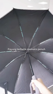 (ncs) Payung Lipat Terbalik Jumbo Otomatis - Foldable Umbrella Anti UV 50 + UPF 50+ hook handle cocok untuk mobil & travel