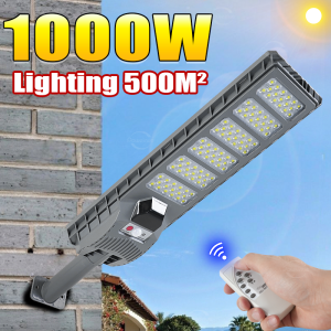 1000W Powerful LED Solar Light Outdoor IP67 Waterproof with Motion Sensor Floodlight Remote Control Patio Garage Solar Wall Lamp