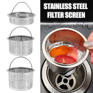 3PCS 304 Stainless Steel Kitchen Sink Strainer Drain Filter Basket with Handle Kitchen Waste Accessories