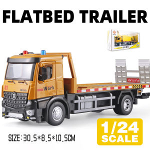 LEO 1:24 Flatbed Trailer Metal Diecast Alloy Toy Car Model Trucks For Kids Toys Vehicles Hobbies Collectio