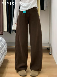 American Style Wide Leg Knife Edge Jeans Womens Loose Fit Casual Straight Cotton Pants High Waist Slimming Autumn New Arrivals