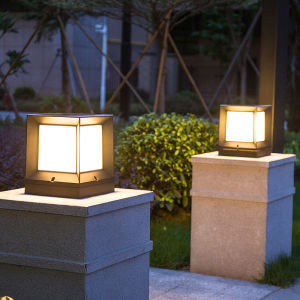LANTU 20CM Square Column Head Lamp Outdoor Waterproof Garden Post Lights Electric Connection Type Villa Gate Wall Outdoor Lamp