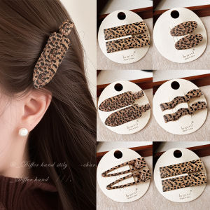 กิ๊บติดผมลายเสือดาวสีน้ำตาลสำหรับผู้หญิง ทรงเรียบง่าย สไตล์ย้อนยุค ไฮเอนด์ ด้านข้าง กิ๊บติดผมแบบไม่มีรอย 2024 ใหม่