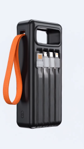 KKSKY Original 30000mAh Heavy Duty Powerbank 22.5W PD Fast Charging Built-in 4 Cables LED Digital Display Power Bank Type-C Input USB Output Portable Charger for iPhone Android Smartphones with Emergency Flashlight