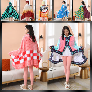 Phim Hoạt Hình diệt quỷ cứu nhân Đội Mũ Trùm Đầu Chăn Cho Người Lớn 3D In Sang Trọng Chăn Kamado Tanjirou Agatsuma Zenitsu Mùa Đông Khăn Choàng Chăn