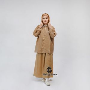 Jas Hujan Wanita Rok Mantel hujan setelan baju dan rok dewasa bahan Tebal anti rembes By Pamor hitam