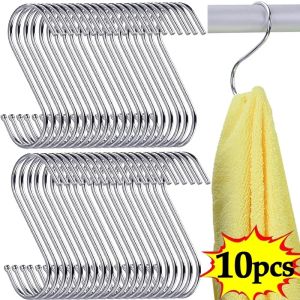 10Pcs S-shaped Hook Multi-function Stainless Steel Hooks Clothes Bag Towel Hanging Rack Kitchen Bathroom Storage Hanger