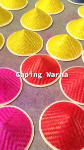 Topi caping petani anak sd / caping warna warni / topi petani bambu