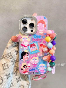Korean Style Dopeamine Gradient Cute Cry Baby Applicable for Apple 16Pro Max Phone Case New iPhone 15 pro Individual 14 plus Glitter Diamond Frame 13Pro High Sense 17 Womens Model Protective Cases