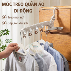Móc Treo Quần Áo Di Động 5 Lỗ Treo Gắn Cửa Gấp Gọn Móc Phơi Đồ Linh Hoạt Xoay 360 - HÀNG CÓ SẴN
