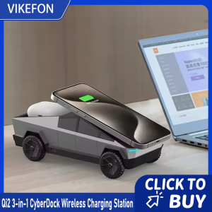VIKEFON Desktop Stand Qi2 3-in-1 CyberDock Wireless Charging Station for IPhone16 15 14 13 12 Pro Max AirPods IWatch