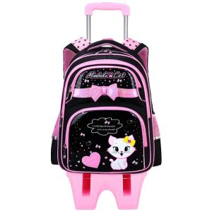 Waterproof Lightweight Princess Pink Girls Rolling School Backpack