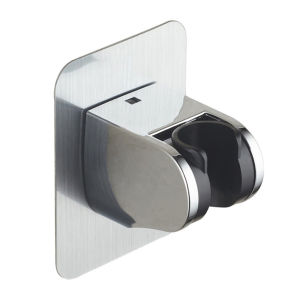 Shower Head Holder Bracket Plastic Silver No Drill Adhesive Wall Mount Easy Installation for Handheld Shower Heads in Bathroom
