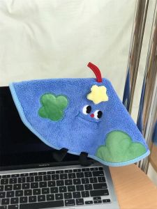 Absorbent Quick-Drying Coral Fleece Hand Towel Cute Hanging Kitchen Bathroom Childrens Handwashing Towel Household Cleaning Tool