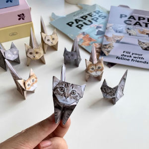 Creative DIY Geometric Origami Kit for Kids - Semi-Finished Animal Models Cat & Dog with 50+ Designs Handmade Folding Fun