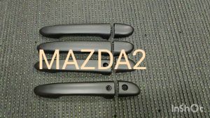 ครอบมือจับประตู มือจับกันรอย สีดำ ด้าน รุ่นท๊อป มีเว้ารู มาสด้า2 MAZDA2 2010 2011 2012 2013 2014 ใส่ร่วมกันได้ R