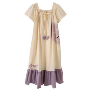 Bộ đồ ngủ đôi MiiOW Cat Person vải cotton mỏng tay ngắn.