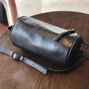 BeeGreen Women Genuine Leather Small Shoulder Bag Retro Barrel Bag Fashion Sling Bag Casual Cellphone Bag