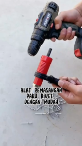 Adaptor Alat Tang Rivet Ripet Adaptor Konverter Bor Paku Rivet Elektrik Gun Besi Hitam