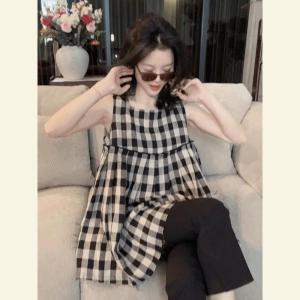 เสื้อยืดแขนกุดคอตตอนลินินหลวมๆ สไตล์ฮ่องกงย้อนยุค ทรงหลวมๆ ลำลอง ผ้าฝ้ายลินิน ฤดูร้อน ใหม่ เสื้อเชิ้ตผู้หญิง