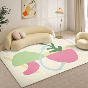 VIKAMA Nordic Abstract Area Rug Pastel Green Pink Print Non Slip Carpet For Living Room Bedroom Scandinavian Decor